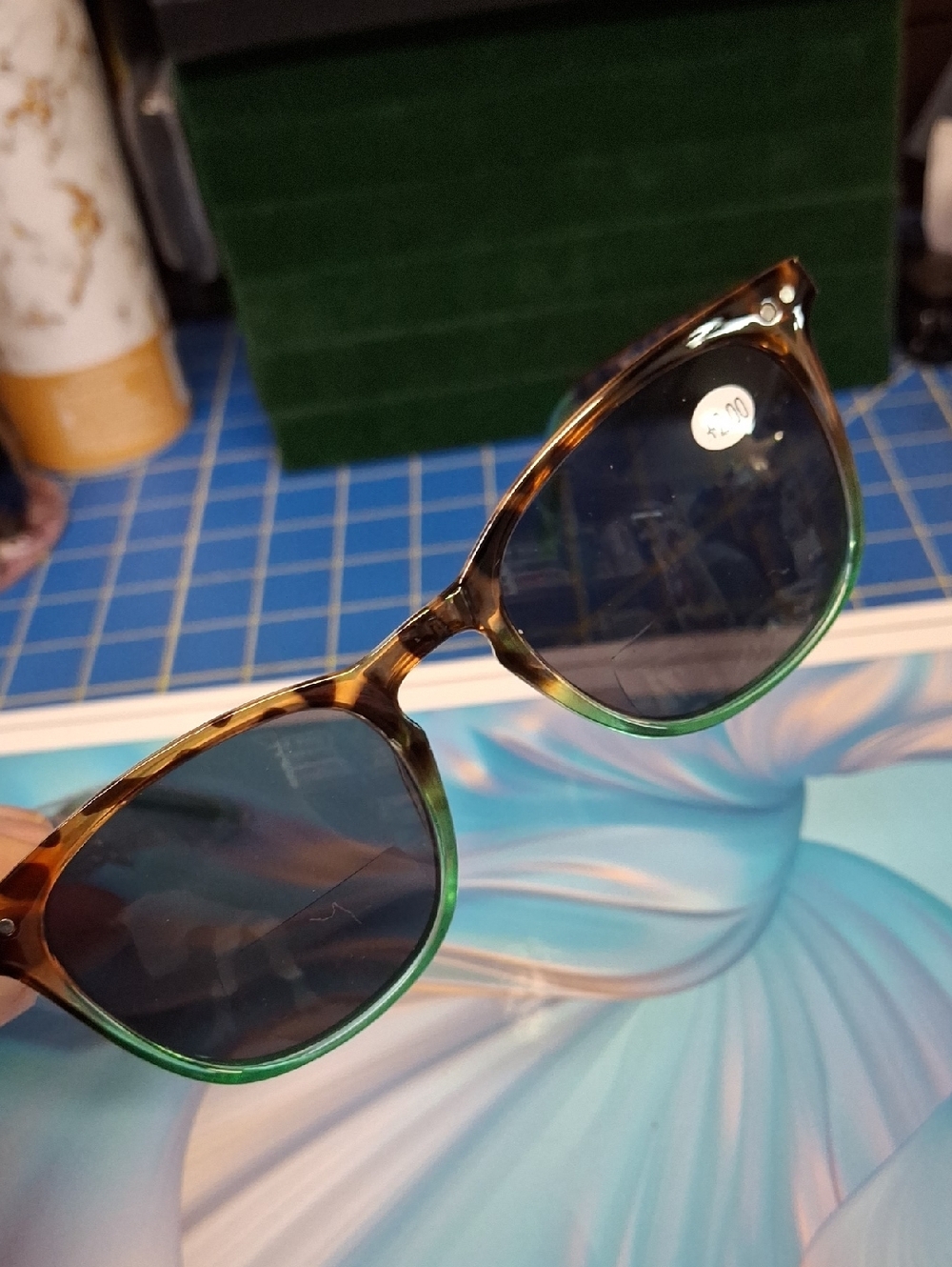Dolorosey Magnafied +200 Reading Tortoise Shell Green Fade Sunglasses New - Picture 5 of 5